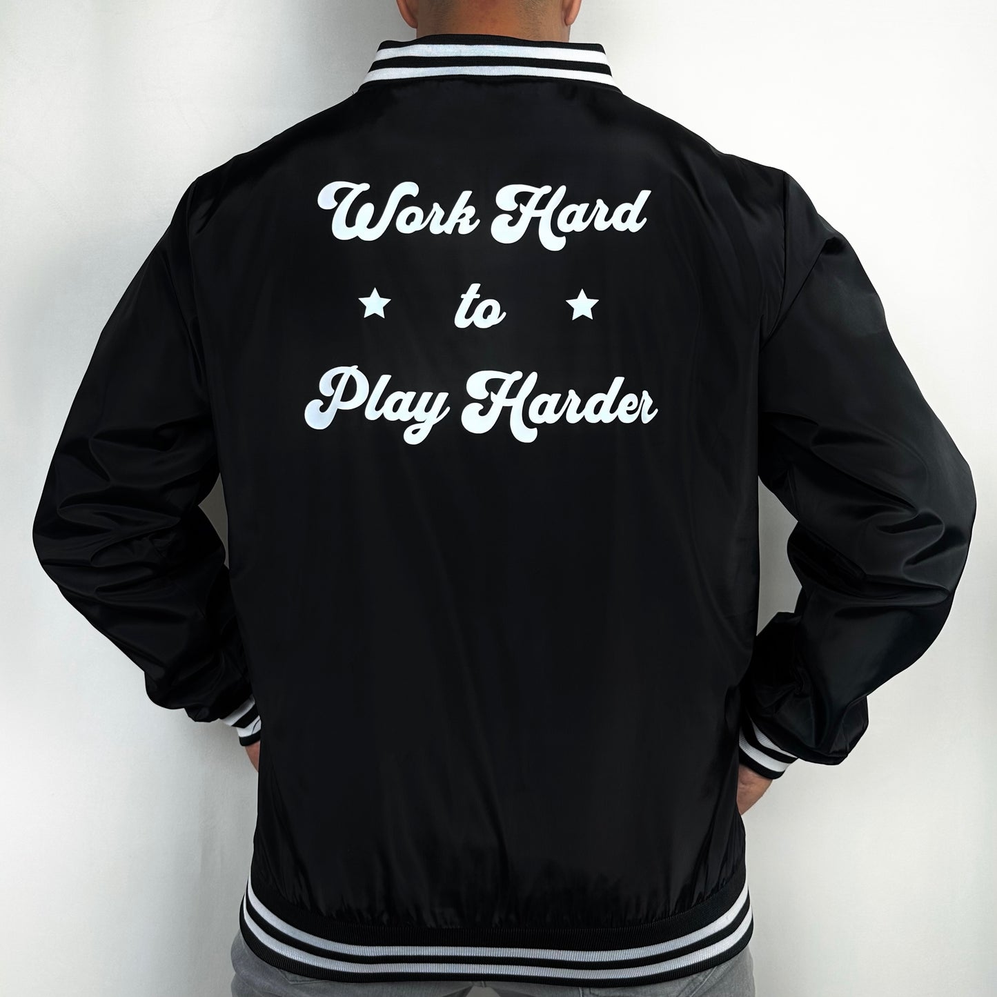 Work Hard Play Harder - Mappd Clothing - Bomber Jacket - 4 Colors to choose from!