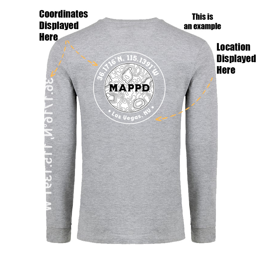 Topo Map Logo - Mappd Clothing - Long Sleeve - Heath Grey