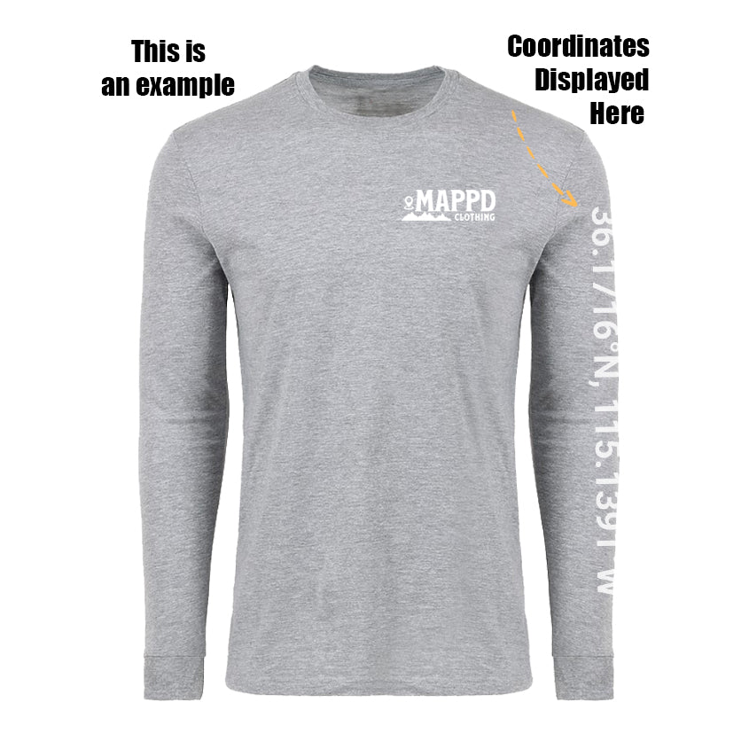 Topo Map Logo - Mappd Clothing - Long Sleeve - Heath Grey