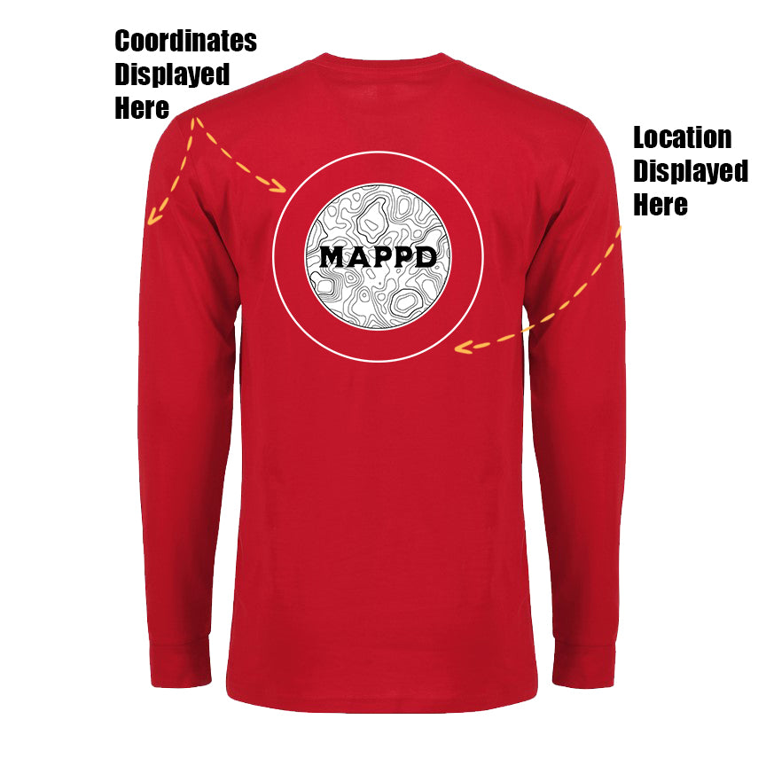 Topo Map Logo - Mappd Clothing - Long Sleeve - Red