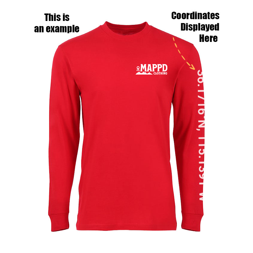 Topo Map Logo - Mappd Clothing - Long Sleeve - Red