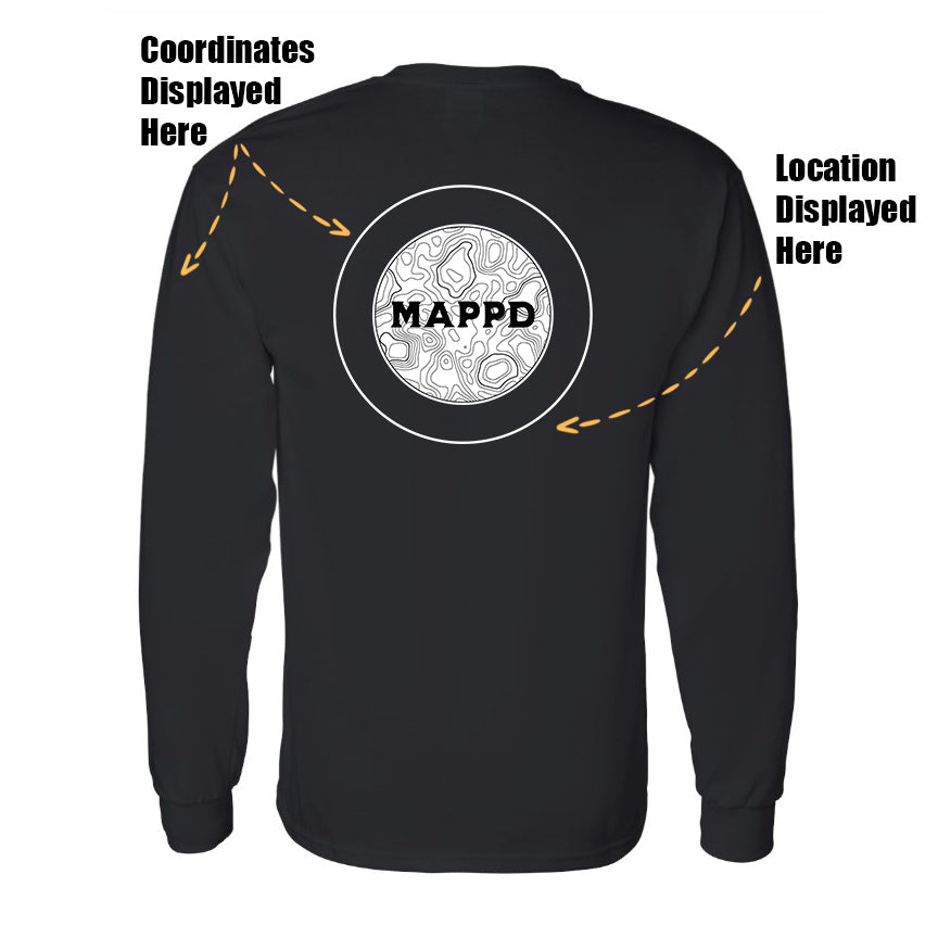 Topo Map Logo - Mappd Clothing - Long Sleeve - Black