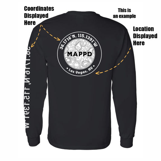 Topo Map Logo - Mappd Clothing - Long Sleeve - Black