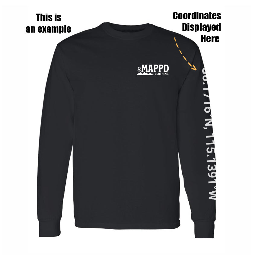 Topo Map Logo - Mappd Clothing - Long Sleeve - Black