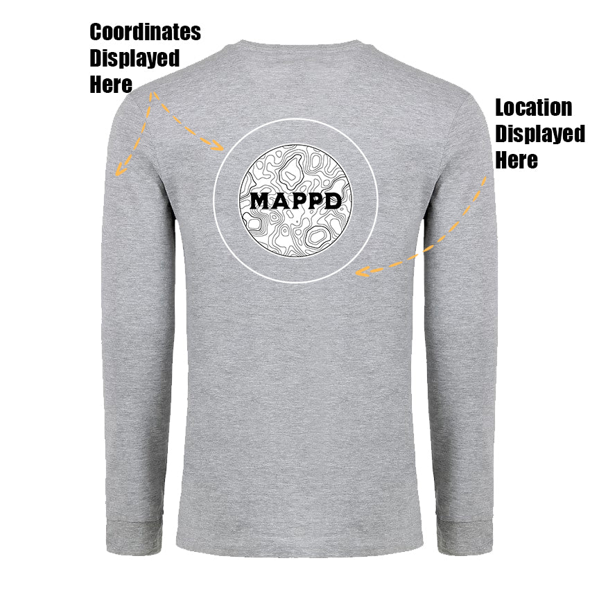 Topo Map Logo - Mappd Clothing - Long Sleeve - Heath Grey