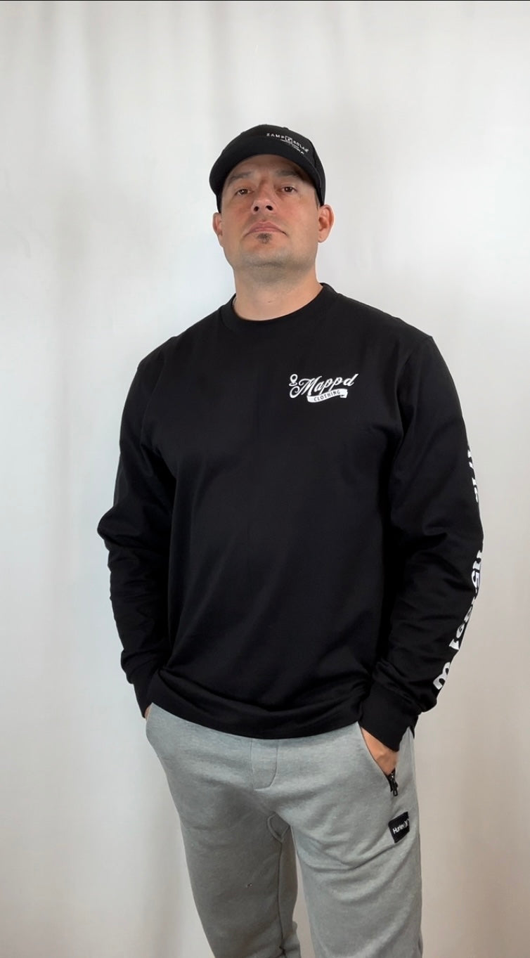 Globe Logo - Mappd Clothing - Long Sleeve Tee - Black